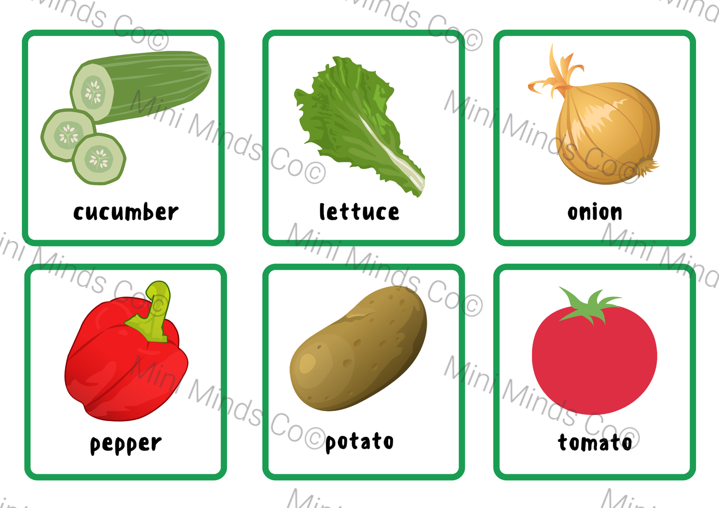 Veggies Flashcards - English